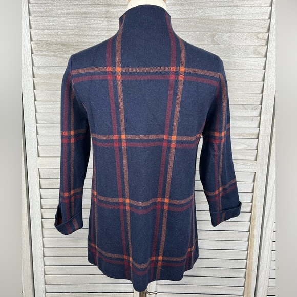 MAX STUDIO Windowpane Plaid Mock Neck Pullover Sweater Navy/Multi-Medium - Picture 2 of 2